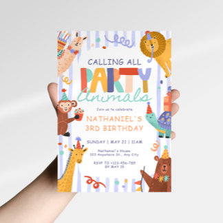Geburtstagseinladung für Kinder - Party Animals Einladung