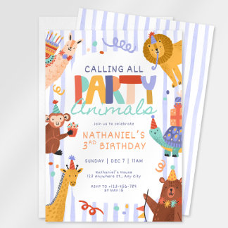 Geburtstagseinladung für Kinder - Party Animals Einladung