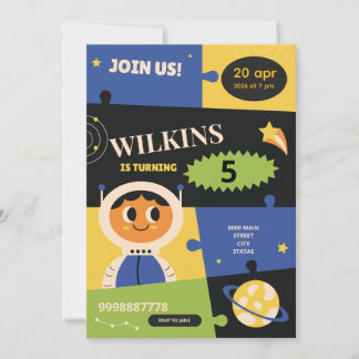 Geburtstagseinladung für Kinder - Weltraum Astrona Einladung