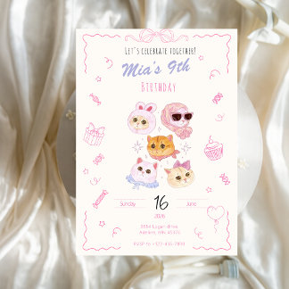 Geburtstagseinladung für Kitty Girl Einladung