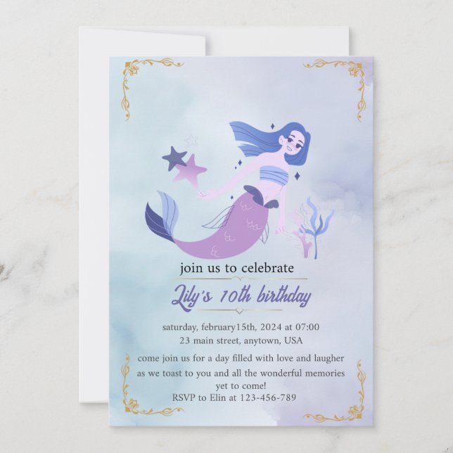 Geburtstagseinladung für Mädchen (Vorderseite)