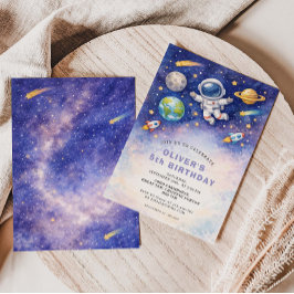 Geburtstagseinladung für Weltraum-Galaxie-Jungen Einladung