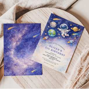 Geburtstagseinladung für Weltraum-Galaxie-Jungen Einladung