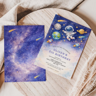 Geburtstagseinladung für Weltraum-Galaxie-Jungen Einladung