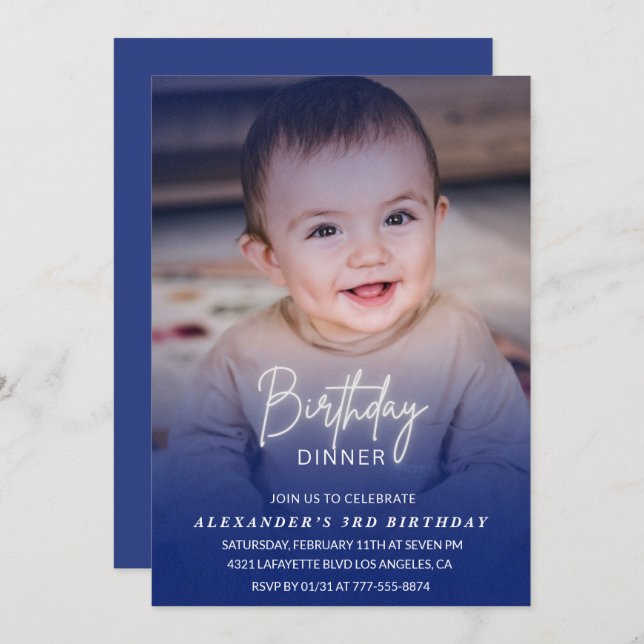 Geburtstagseinladung Geburtstagsfest Foto Junge Einladung (Vorne/Hinten)