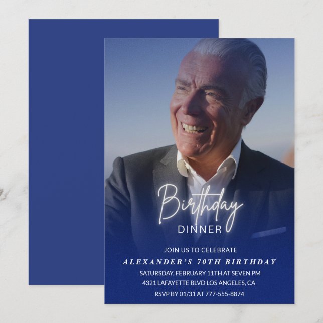 Geburtstagseinladung Geburtstagsfest Foto Männer Einladung (Vorne/Hinten)