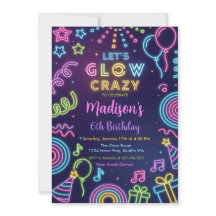 Geburtstagseinladung Glow Party, Neon Glow Thema
