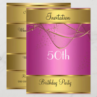 Geburtstagseinladung Gold 50. Geburtstag Pink Einladung