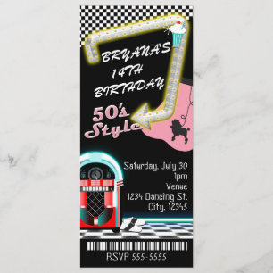 Geburtstagseinladung im Stil der 50er Jahre Einladung