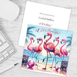 Geburtstagseinladung 'Let's Flamingle Beach Party' Einladung