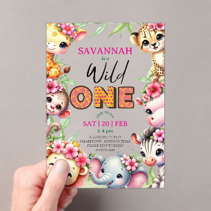 Geburtstagseinladung Mädchen Wild One Dschungelsaf Acryleinladungen
