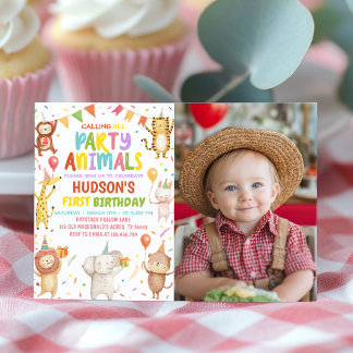 Geburtstagseinladung mit Foto für Tierparty Dankeskarte
