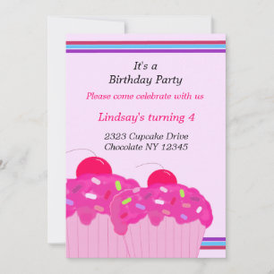 Geburtstagseinladung mit rosa Cupcakes Einladung