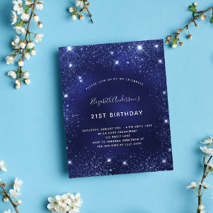 Geburtstagseinladung Navy Blau Glitter