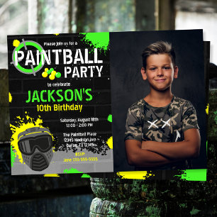 Geburtstagseinladung Paintball-Party mit Foto Einladung