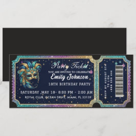 Geburtstagseinladung Party-Ticket Gold Einladung