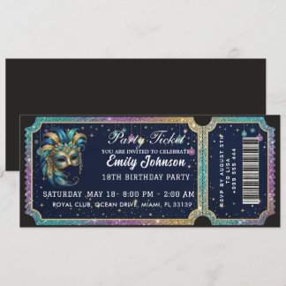 Geburtstagseinladung Party-Ticket Gold Einladung