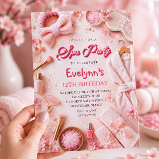 Geburtstagseinladung Pink Spa Party für Mädchen Einladung