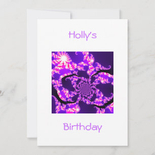 Geburtstagseinladung Purple Haze auf Weiß Einladung