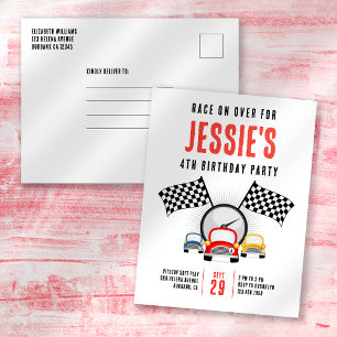 Geburtstagseinladung Rennwagenparty Postkarte
