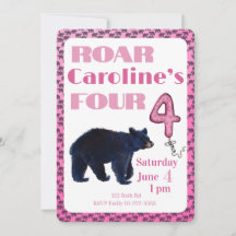 Geburtstagseinladung Roar Four Bear 4. Geburtstag