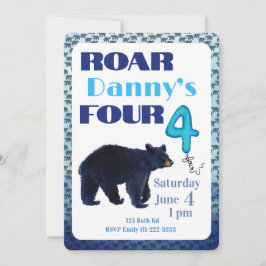 Geburtstagseinladung Roar Four Bear 4. Geburtstag Einladung