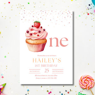 Geburtstagseinladung rosa Cupcake Mädchen 1. Gebur Einladung