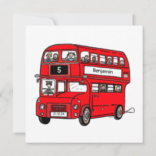 Geburtstagseinladung rote Doppelstock-Londoner Bus Einladung