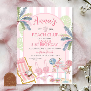 Geburtstagseinladung Stripes Preppy Beach Club Einladung