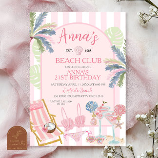 Geburtstagseinladung Stripes Preppy Beach Club Einladung