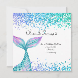 Geburtstagseinladung von Mermaid für Mädchen Save The Date