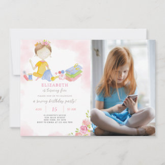 Geburtstagseinladung von Nähmädchen mit Foto Einladung