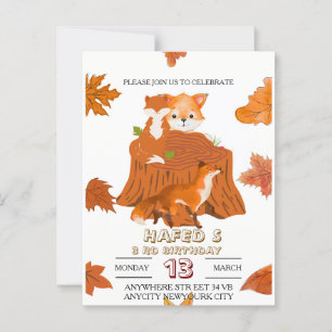 Geburtstagseinladung Waldtiere: Herbstwald Postkarte