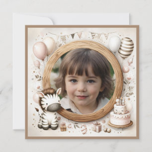 Geburtstagseinladung Zebra Frame für Foto Einladung