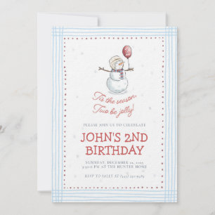 Geburtstagseinladung zum 2. Geburtstag - Schneeman Einladung