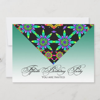 Geburtstagseinladung zum 50. Floral Kaleidoscope Einladung