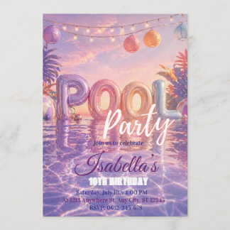 Geburtstagseinladung zum Mädchen-Poolparty Einladung