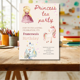 Geburtstagseinladung zur Pink Princess Tea Party Einladung