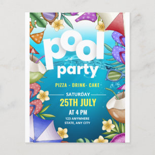 Geburtstagseinladung zur Poolparty, Sommerparty  Flyer