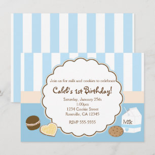 Geburtstagseinladungen Cookies & Milk Blau Einladung
