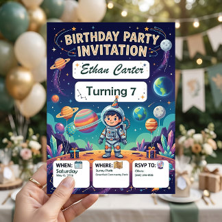 Geburtstagseinladungen für Astronauten-Kinder Einladung