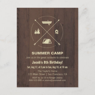 Geburtstagseinladungen für das Wood Summer Camp Einladung