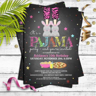 Geburtstagseinladungen für Mädchen-Pyjama-Party Einladung