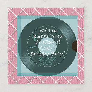 Geburtstagseinladungen im Thema der 1950er Jahre Einladung