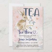 Geburtstagseinladungen Tea for Three Bunny Hase 3