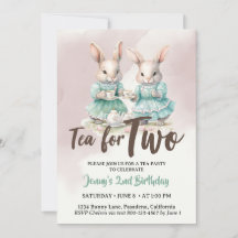 Geburtstagseinladungen Tea for Two Hase Kaninchen