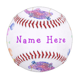 GeburtstagsElefant Flying with Balloons - Ihr Name Baseball
