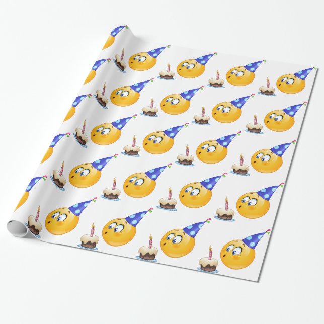 Geburtstagsemoji Geschenkpapier (Ungerollt)