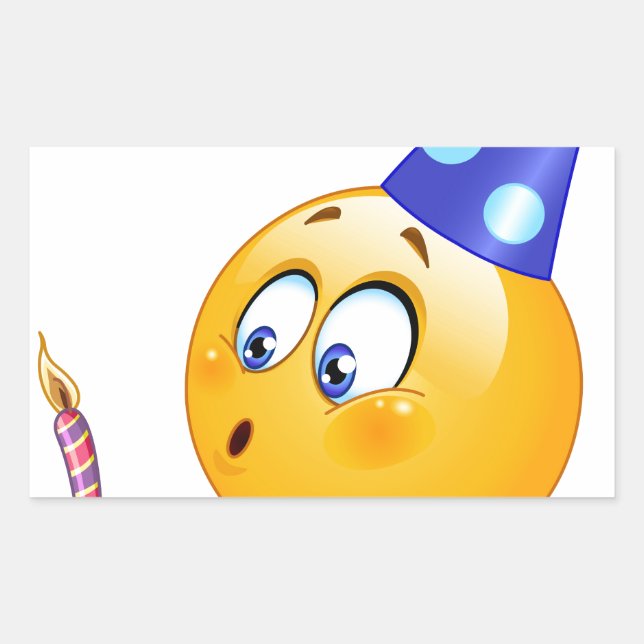 Geburtstagsemoji Rechteckiger Aufkleber (Vorderseite)
