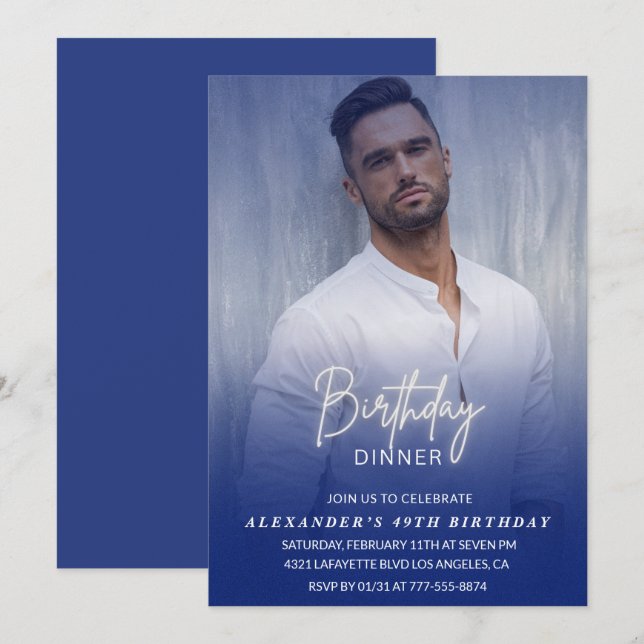Geburtstagsessen 49. Geburtstagsfeier Foto Männer Einladung (Vorne/Hinten)